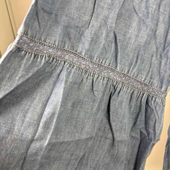 Billy T Tiered Denim Pants Large Drawstring Waist Wide Leg Boho Festival Summer - Picture 5 of 8